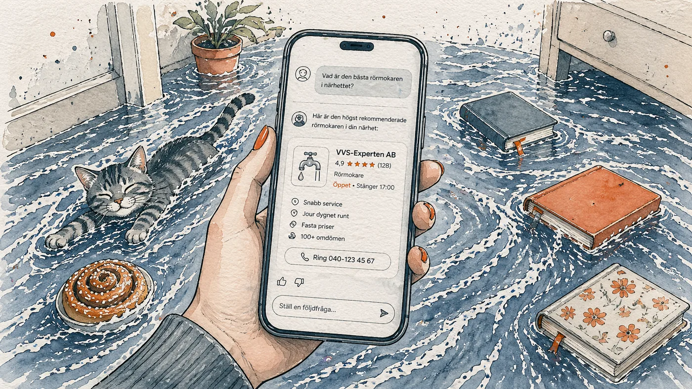 Person söker på mobil